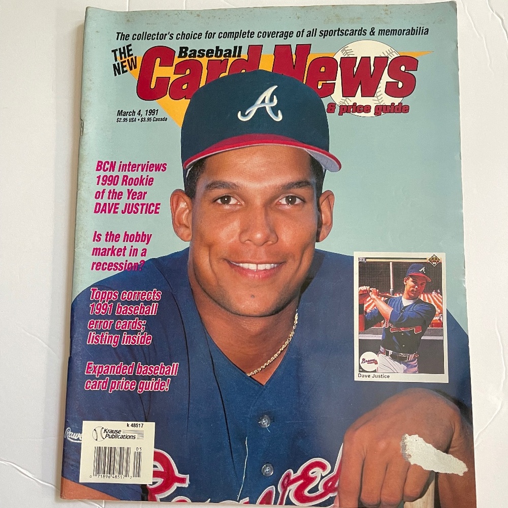 1991 Baseball Card News - David Justice cover
